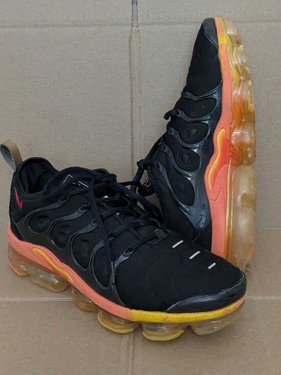 Nike Other - Nike Air VaporMax Plus TN Casual Shoes Mens Walking Shoes Black Orange Size 8
